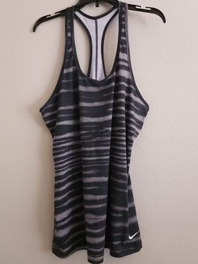Nike Women’s Miler Racerback Tank - Striped Black & Gray